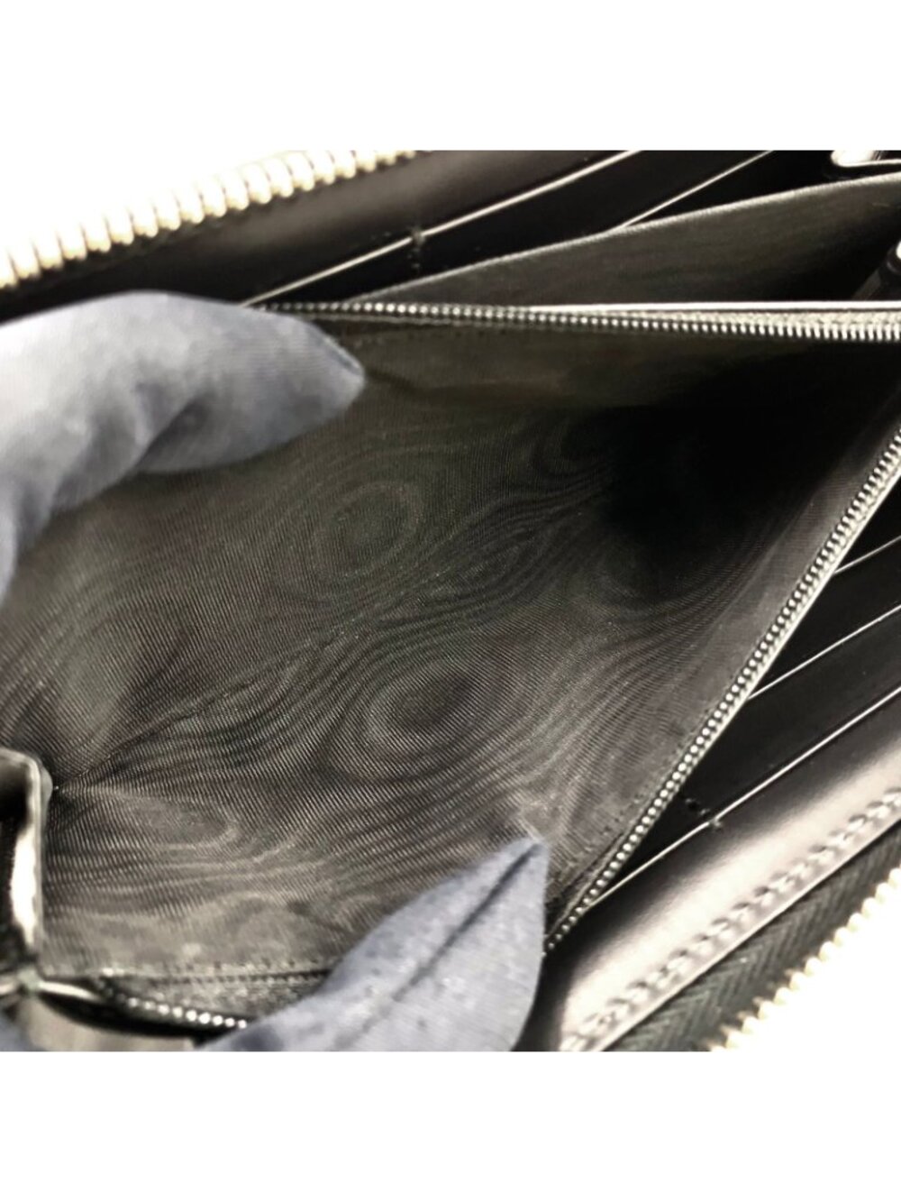 Gucci Guccissima Sherry Line Zip Around Leather Black Multicolor Wallet Silver - Picture 5 of 15
